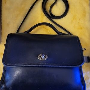 Vintage Coach Court Black Leather Handbag Crossbody Pre-Loved